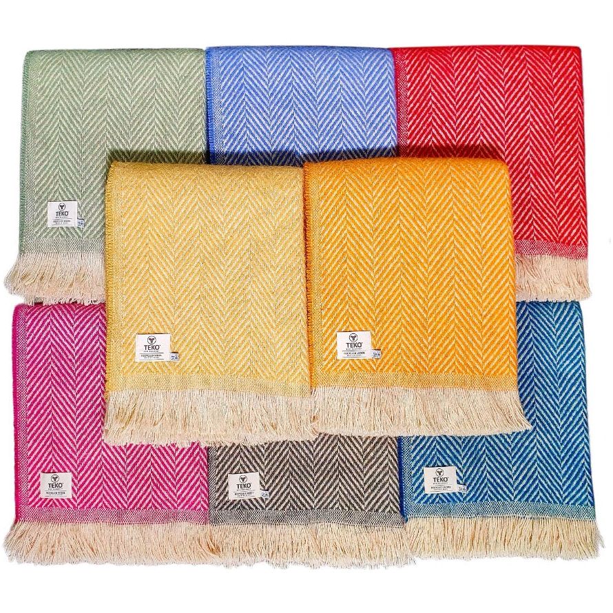 TEKO Fishbone Recycled Wool eco BLANKET - 150cm x 183cm - Made in Britain