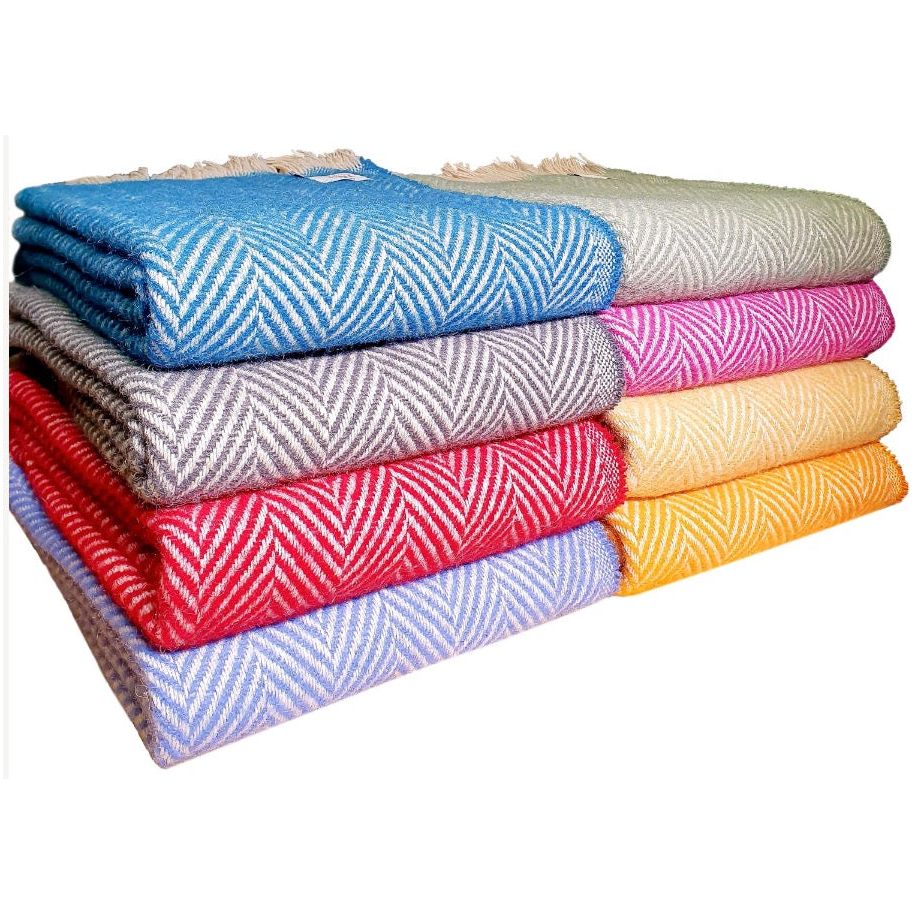 TEKO Fishbone Recycled Wool eco BLANKET - 150cm x 183cm - Made in Britain