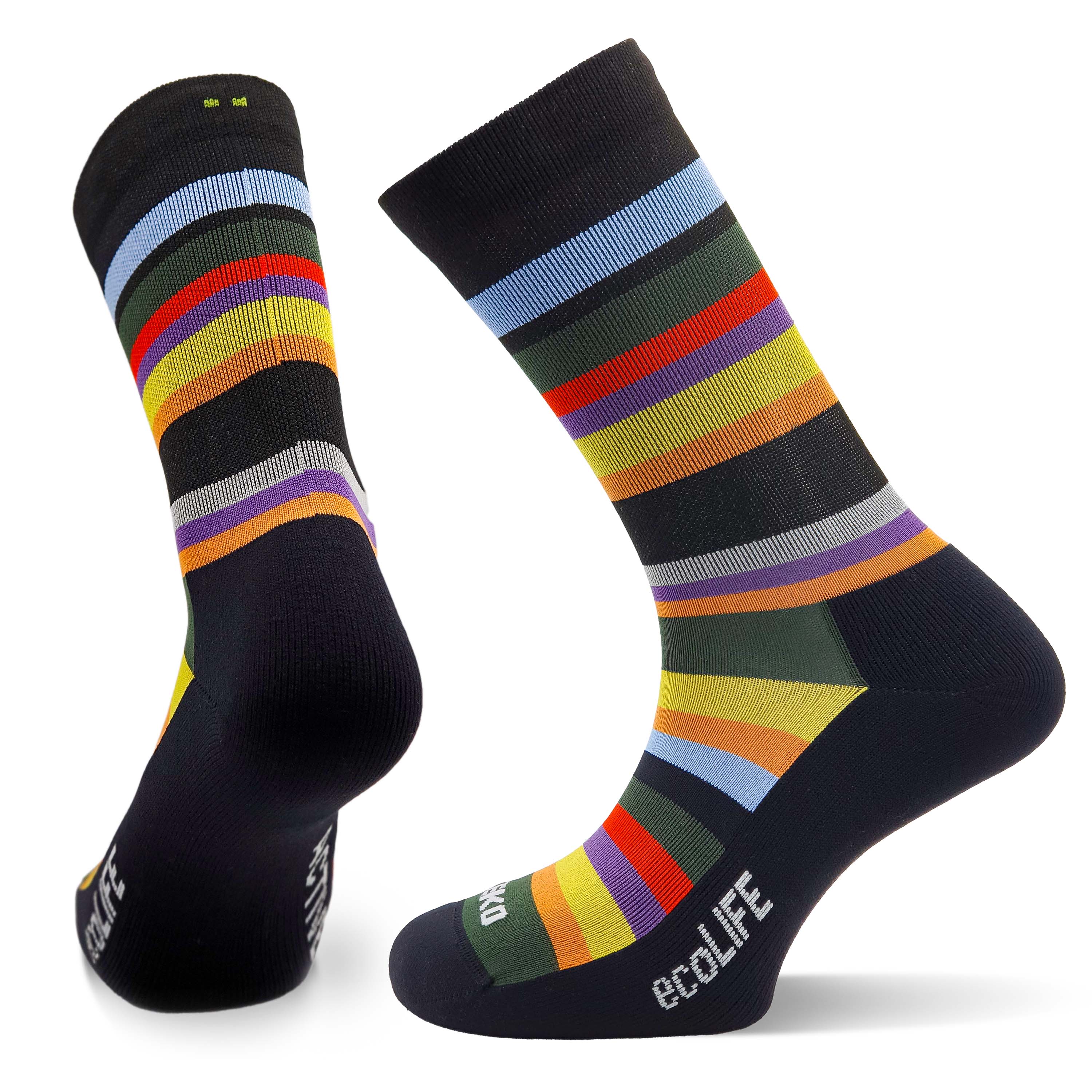 TEKO eco LIFE - SATURN 2.0 - Light Half Cushion Socks - Black Stripe - 2 PAIR PACK