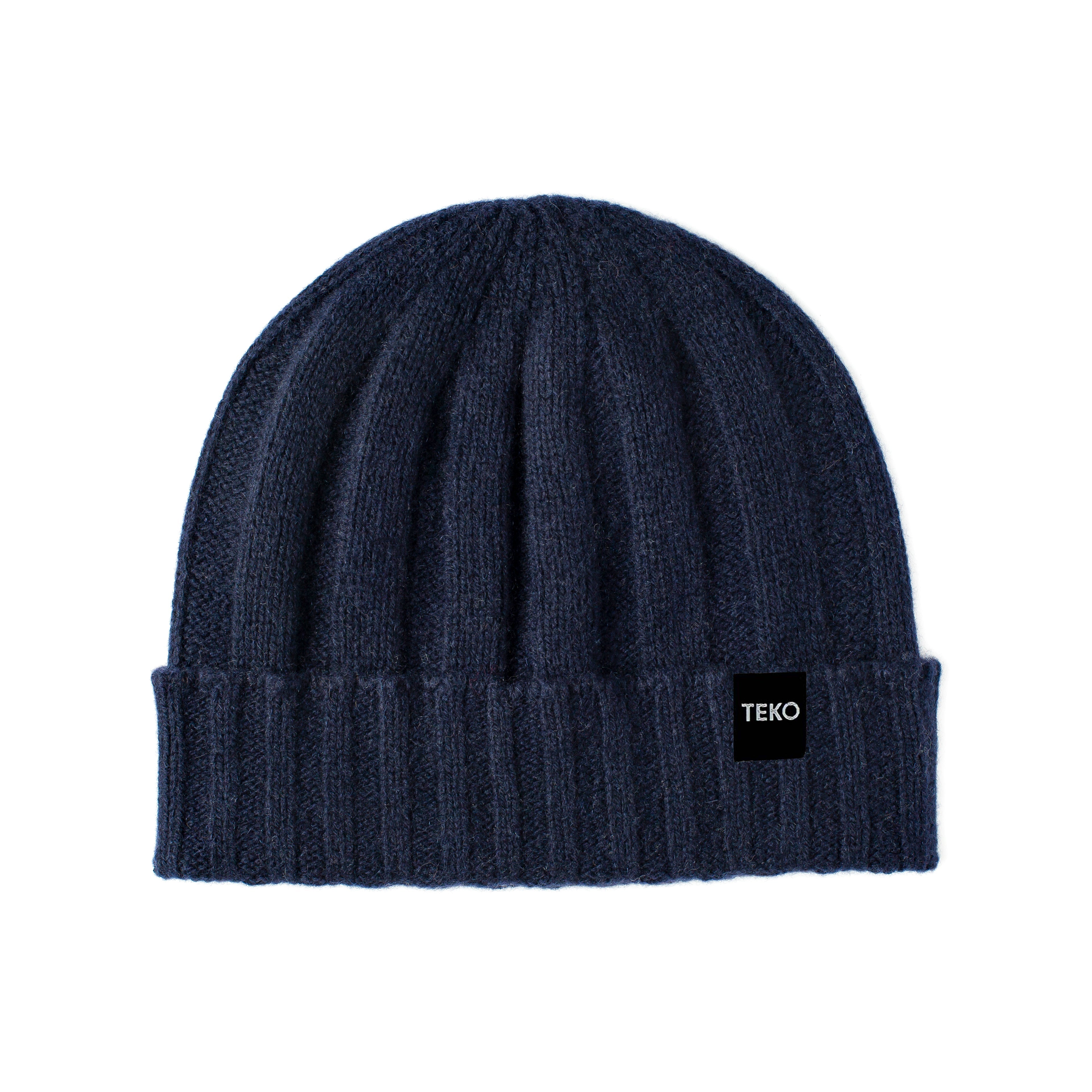 TEKO eco BEANIE PORTREE 3.0 - RECYCLED CASHMERE & MERINO Broad Heavy Rib - Night Blue